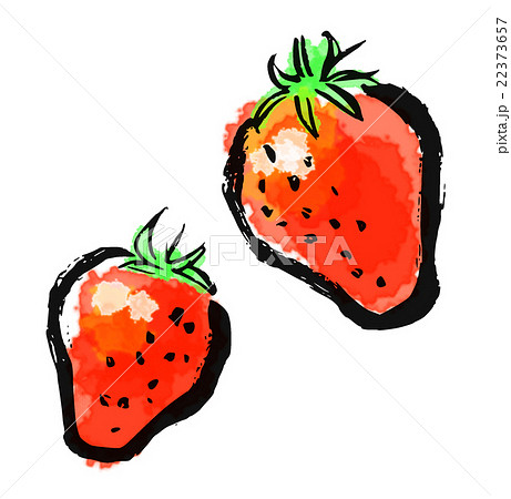 筆描き 野菜 果物 いちごのイラスト素材