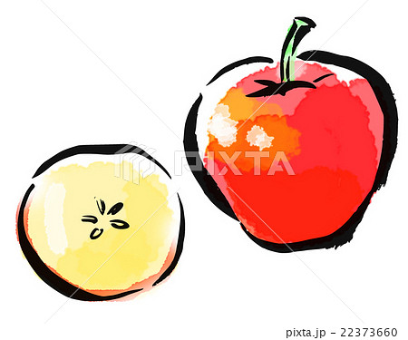 筆描き 野菜 果物 りんごのイラスト素材