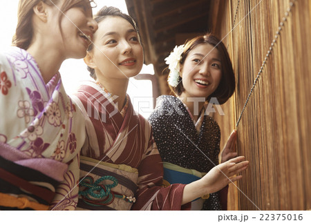 着物で観光する女性たち 22375016