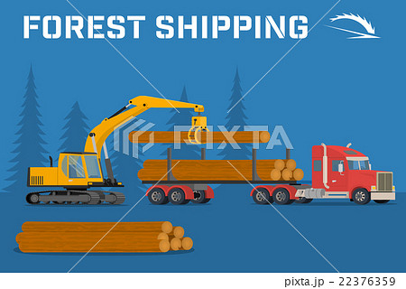 Loading felled trees in the timber crane 22376359