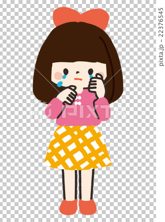 女の子立ちポーズ泣くのイラスト素材