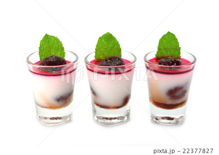 Agar dessert with Fruit and Mint leaves 22377827