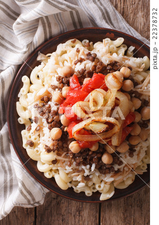kushari of rice, pasta, chickpeas and lentils 22378732