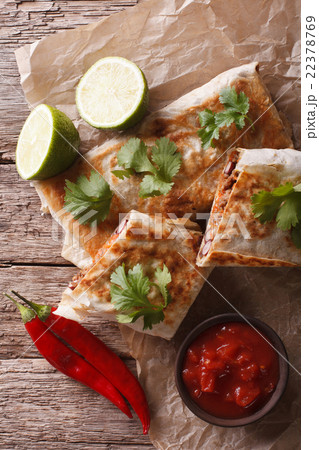 chimichanga with meat, beans and cheese close-up 22378769