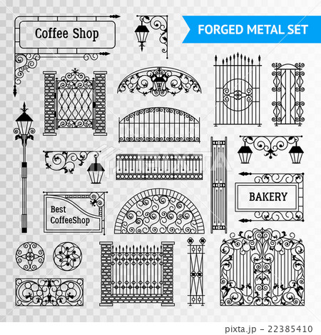 Decorative Forged Metal Elements Set Black  22385410