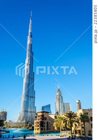 View of Burj Khalifa tower in Dubai, the UAE View of Burj Khalifa tower in Dubai, the UAE 22385805