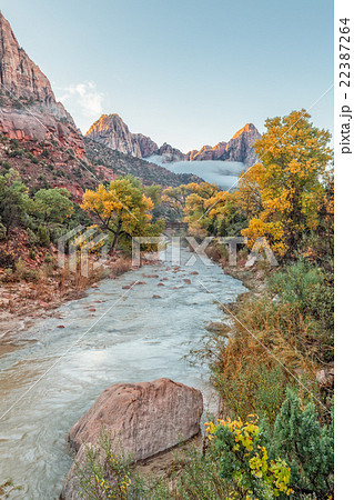 Sunrise at the Watchman Zion N.P. in Fall 22387264