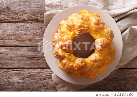 Tasty monkey bread with cheese on a plate Tasty monkey bread with cheese on a plate 22387530