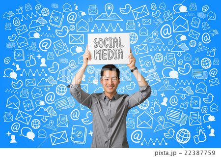 Young businessman present social media communication concept 22387759