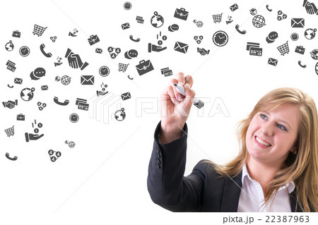 Young businesswoman drawing social media  22387963