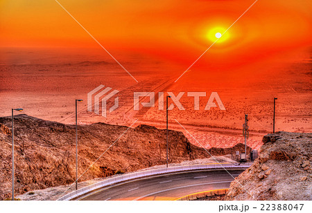 Sunset as seen from Jebel Hafeet mountain, UAE 22388047