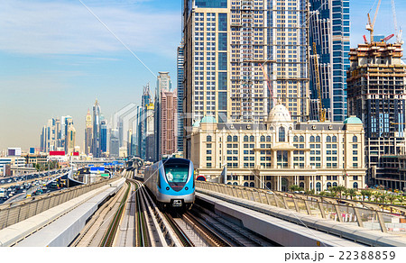 Metro train on the Red line in Dubai 22388859