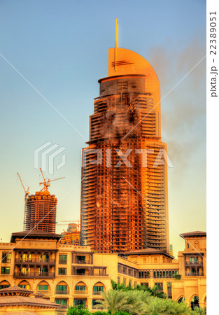 A hotel on fire in Dubai Downtown on January 1st A hotel on fire in Dubai Downtown on January 1st 22389051