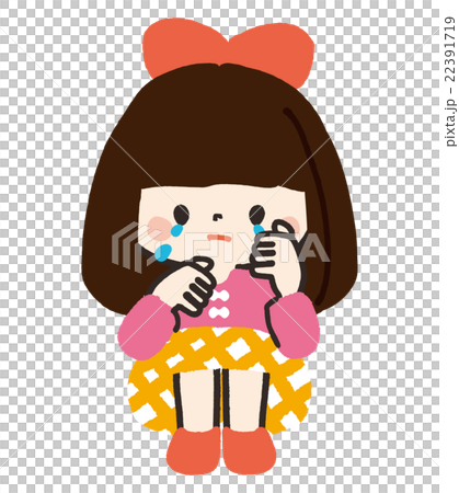 女の子しゃがむポーズ泣く 22391719