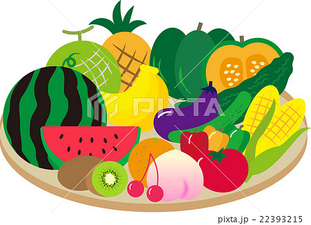 夏の野菜と果物のイラスト素材 22393215 Pixta