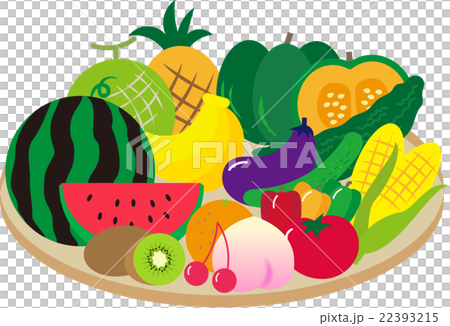 夏の野菜と果物のイラスト素材