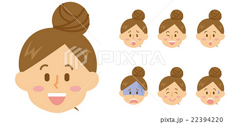 OL_ラフな女性_表情_15シリーズ 22394220