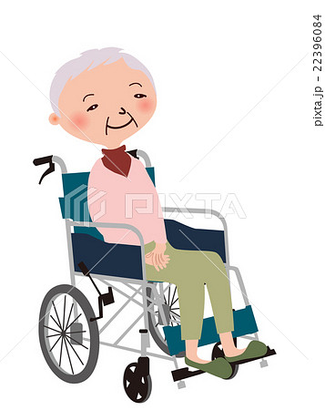 車椅子に座った老人女性のイラスト素材