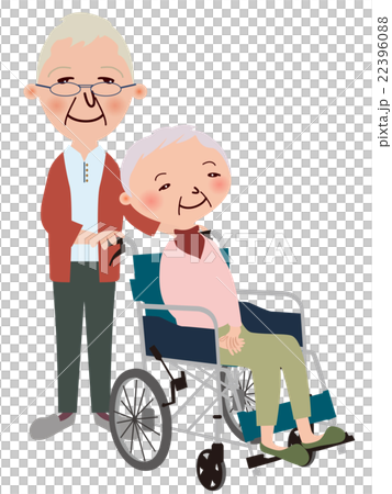 Wheelchair old woman and her husband Wheelchair old woman and her husband 22396088