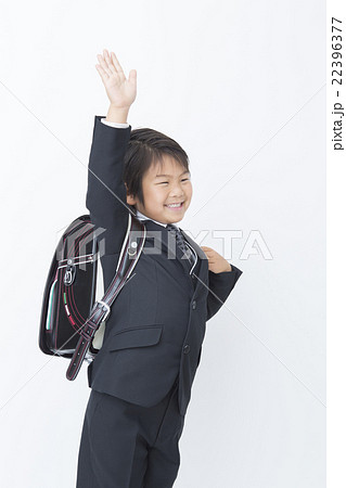 新学期の男の子 白背景 新学期の男の子 白背景 22396377