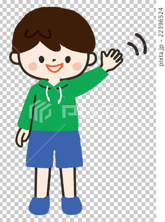 插图素材: 男孩站起来摆手