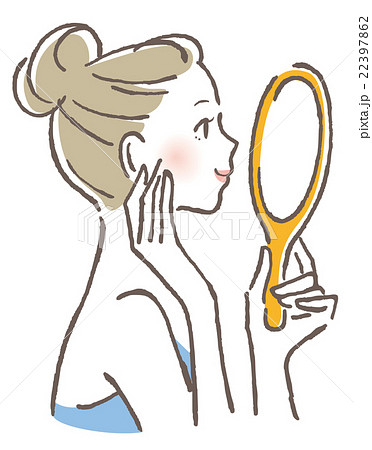 手鏡 チェック 女性のイラスト素材