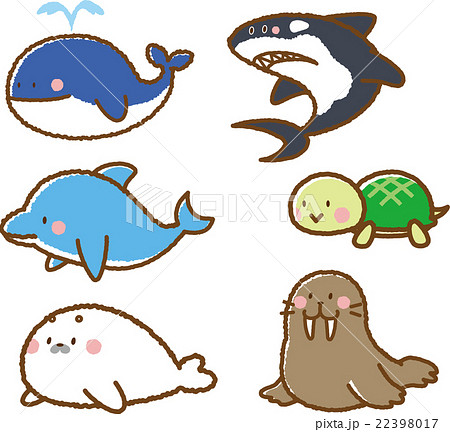 Sea Creatures Illustration Material Set Stock Illustration