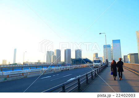 晴海大橋と隅田川沿いの江東区豊洲の風景(夕景)の画像 晴海大橋と隅田川沿いの江東区豊洲の風景(夕景)の画像 22402003