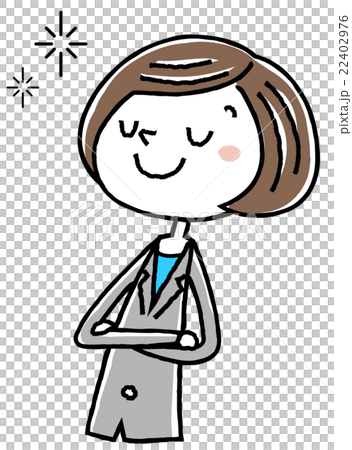 イラスト素材：ビジネス　スーツの女性　自慢 22402976