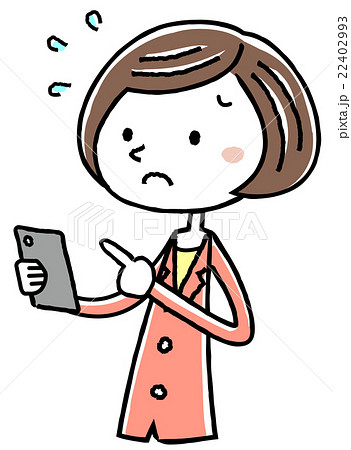 イラスト素材 ビジネス スーツの女性 スマートフォン 操作のイラスト素材