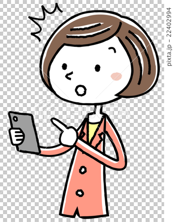 Illustration material: business suit female smartphone operation 22402994