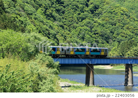 水郡線「新緑の木々と水郡線」 22403056