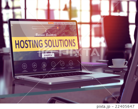 Laptop Screen with Hosting Solutions Concept. Laptop Screen with Hosting Solutions Concept. 22405647