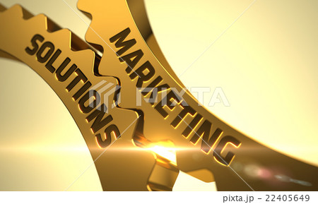 Marketing Solutions Concept. Golden Metallic Cog 22405649