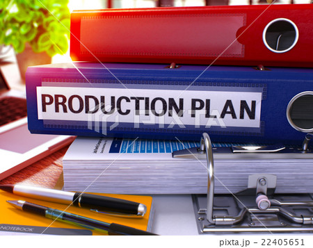 Blue Office Folder with Inscription Production 22405651