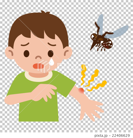 图库插图: 一个被蚊子刺伤的男孩
