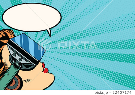 Retro girl with glasses virtual reality 22407174