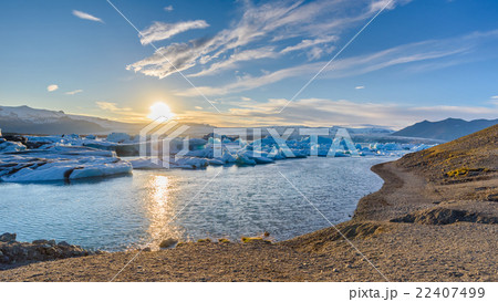 Scenic view of icebergs in glacier lagoon, Iceland 22407499