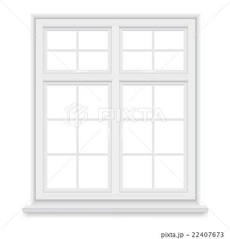 Traditional White Window Isolatedのイラスト素材