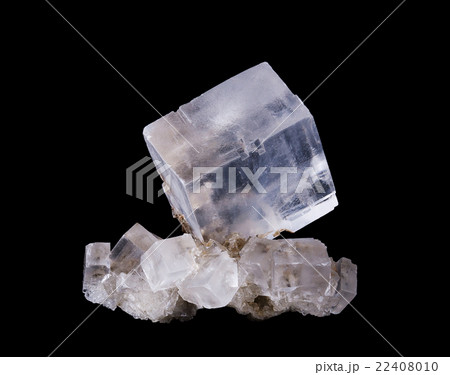 Halite Crystal Cluster Front View on Black Halite Crystal Cluster Front View on Black 22408010