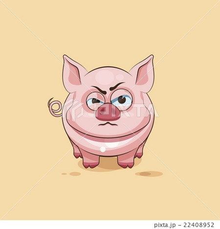 isolated Emoji character cartoon Pig sticker - Stock Illustration