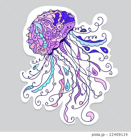 Zentangle Stylized Jellyfish のイラスト素材