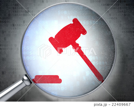 Law concept: Gavel with optical glass on digital 22409667