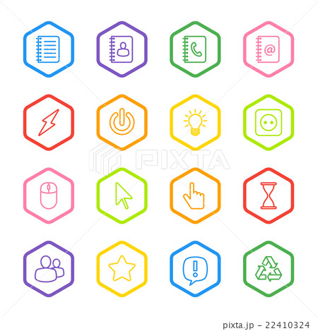 colorful line web icon set hexagon 22410324