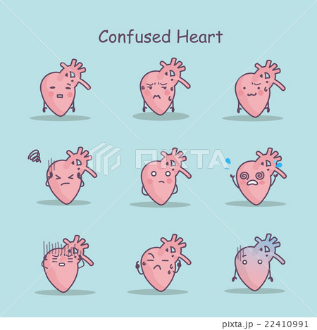 Confused cartoon Heart set 22410991