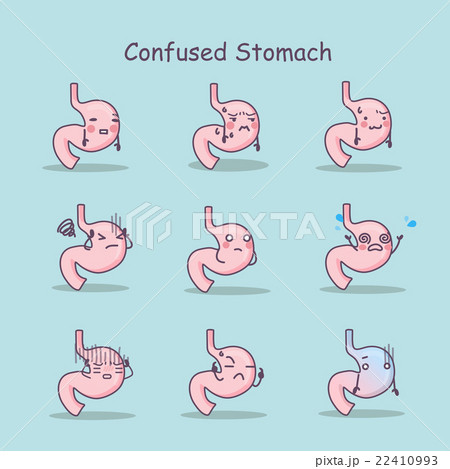 Confused cartoon Stomach set 22410993