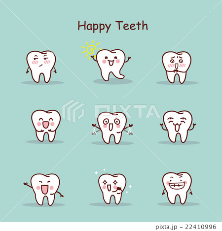 Happy cartoon tooth set 22410996