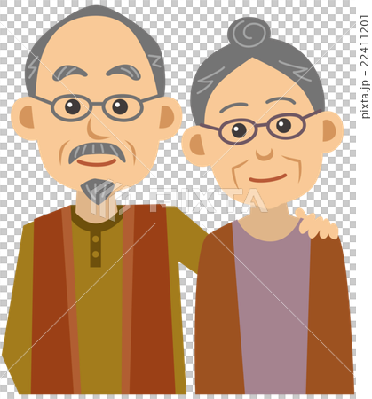 肩を組んでいる老夫婦のイメージイラスト(上半身) 肩を組んでいる老夫婦のイメージイラスト(上半身) 22411201