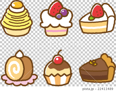 Sweets Illustration Material Set Cake Stock Illustration