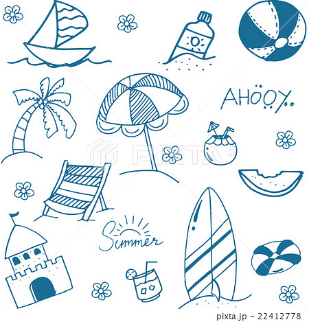 Blue summer doodle image 22412778